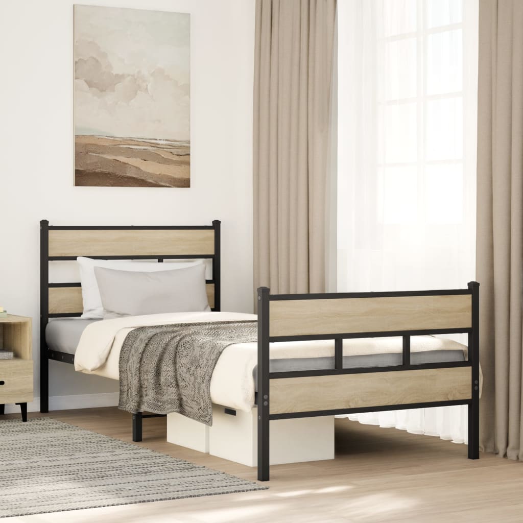 Metal Bedframe Sonoma Oak 80x200cm - Decor Base