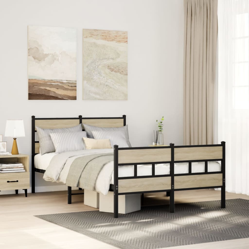 Metal Bedframe Sonoma Oak 120x190cm Small Double - The Home Maker