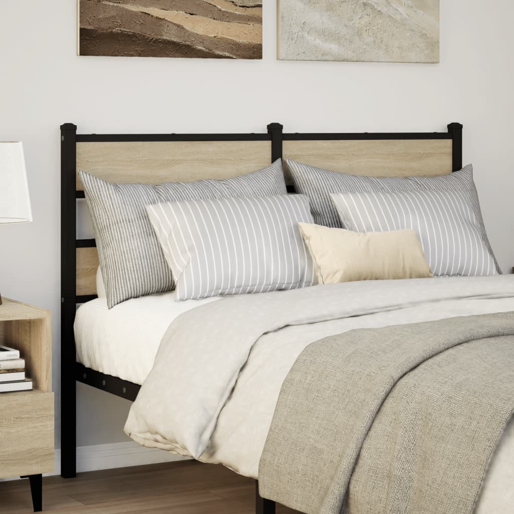 Headboard Sonoma Oak 120 cm Iron and Engineered Wood - Design Hut