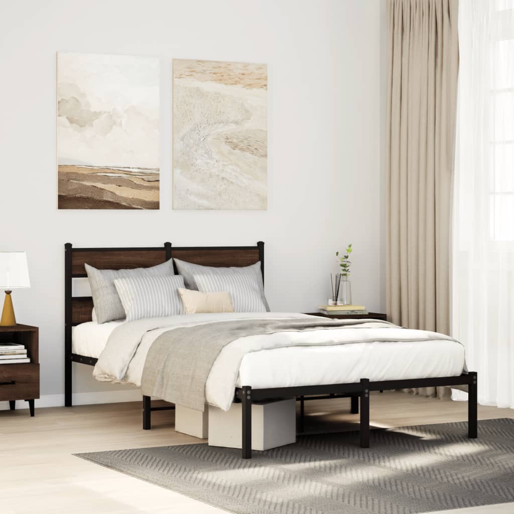 Bedframe with Headboard Brown Oak 120x190cm Small Double - Sid & Sam