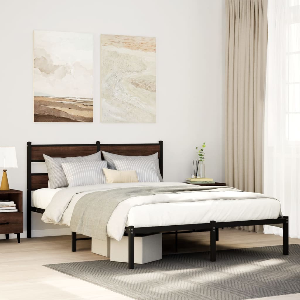 Bedframe with Headboard Brown Oak 160x200cm - Decor Base