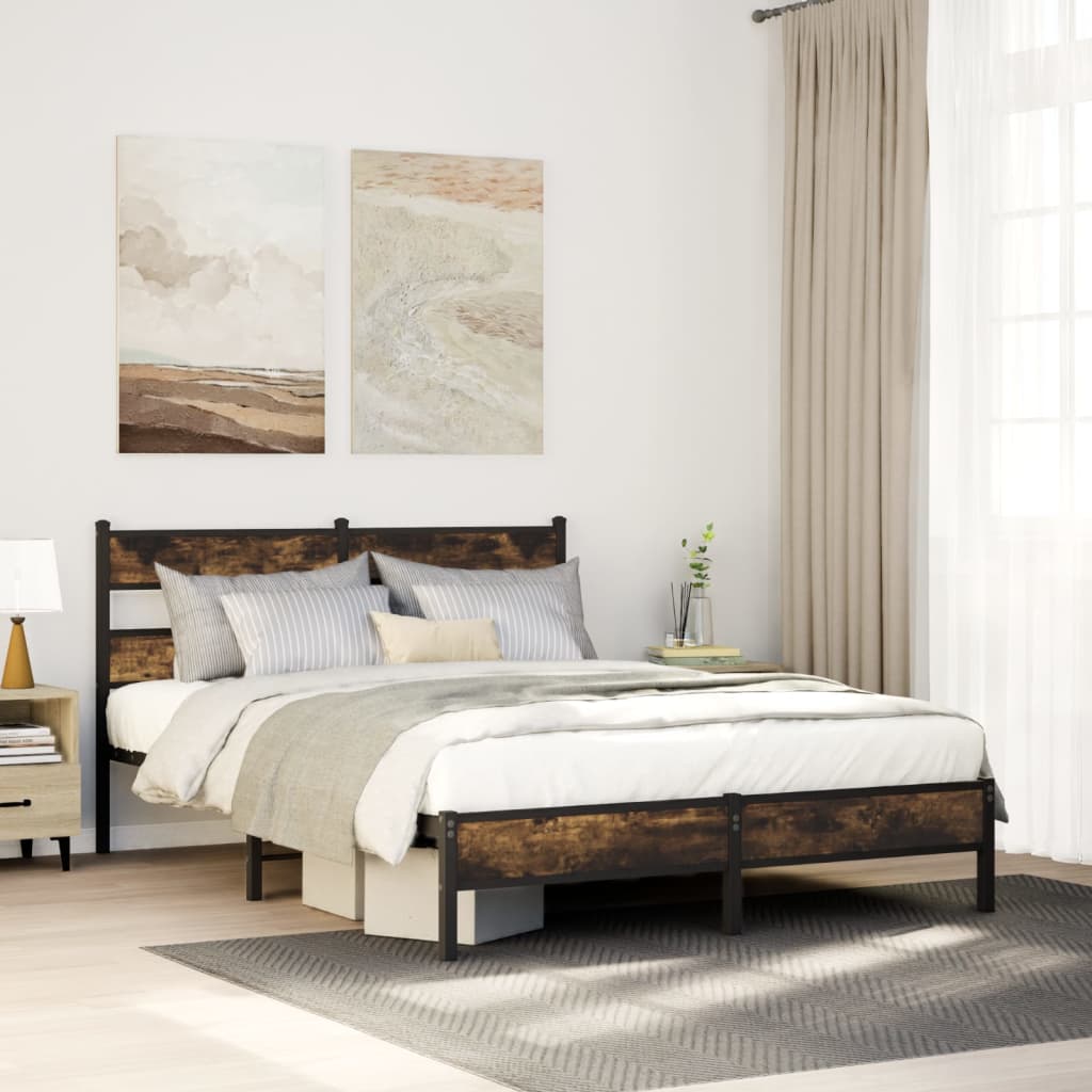 Bedframe Smoked Oak 100x200cm Engineered Wood - All Things Good
