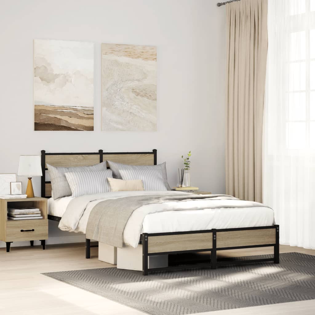 Metal Bedframe Sonoma Oak 120x190cm Small Double - Charlotte Dunes