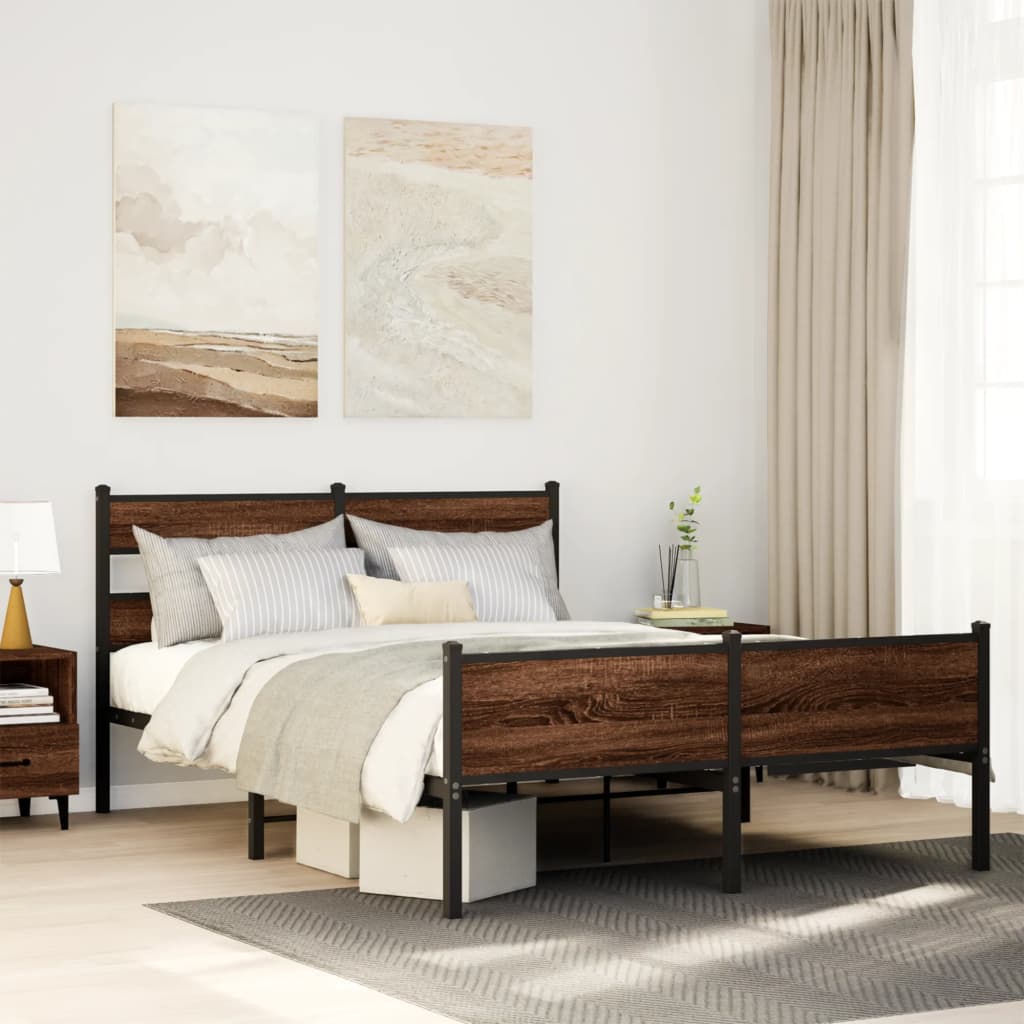 Bedframe Brown Oak 150x200cm King Size Engineered Wood - Tyrell & Tyrell