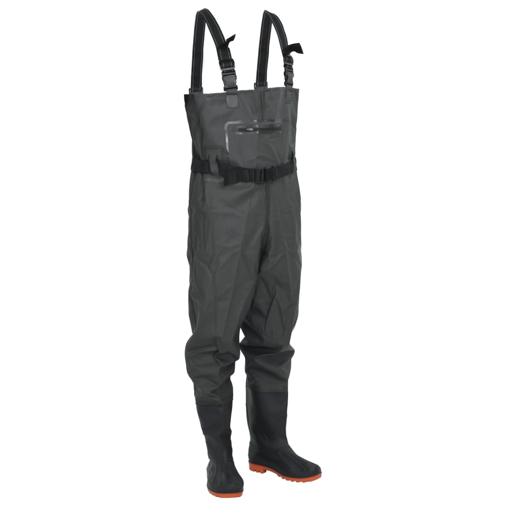 Chest Waders with Boots and Belt Dark Green Size 40 - Merkel Designers