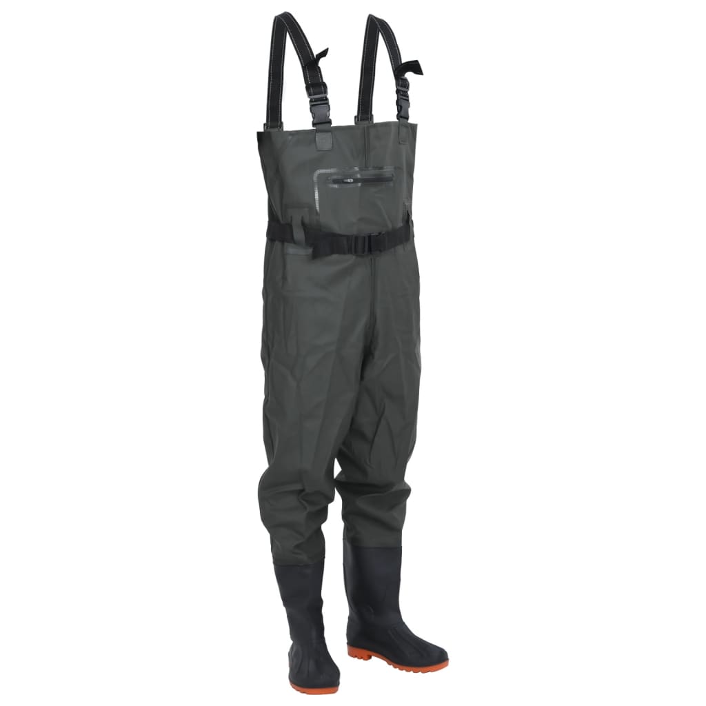 Chest Waders with Boots and Belt Dark Green Size 44 - Merkel Designers