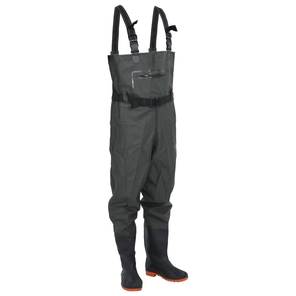 Chest Waders with Boots and Belt Dark Green Size 46 - Merkel Designers
