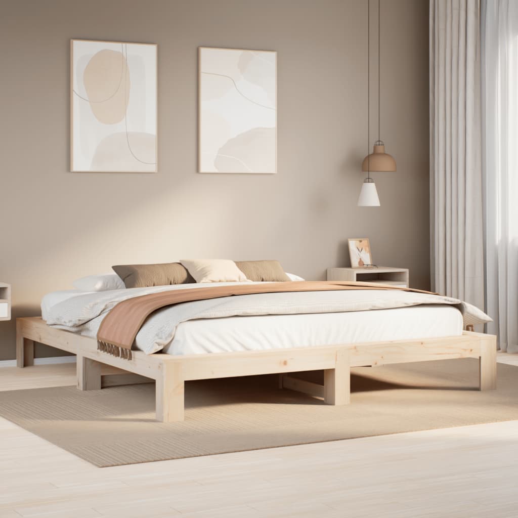 Bedframe 200x200cm Solid Wood Pine - Design Hut