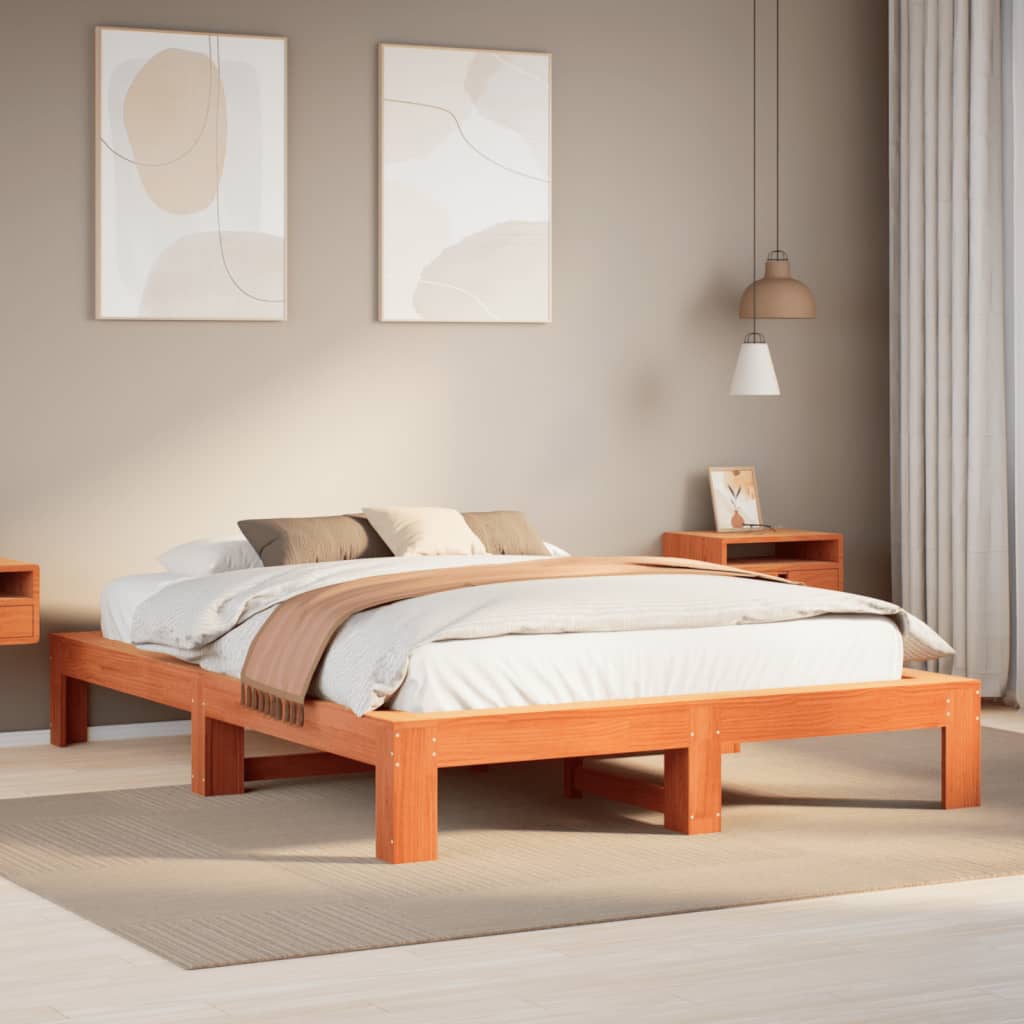Bedframe Wax Brown 140x200cm Solid Wood Pine - All Things Good