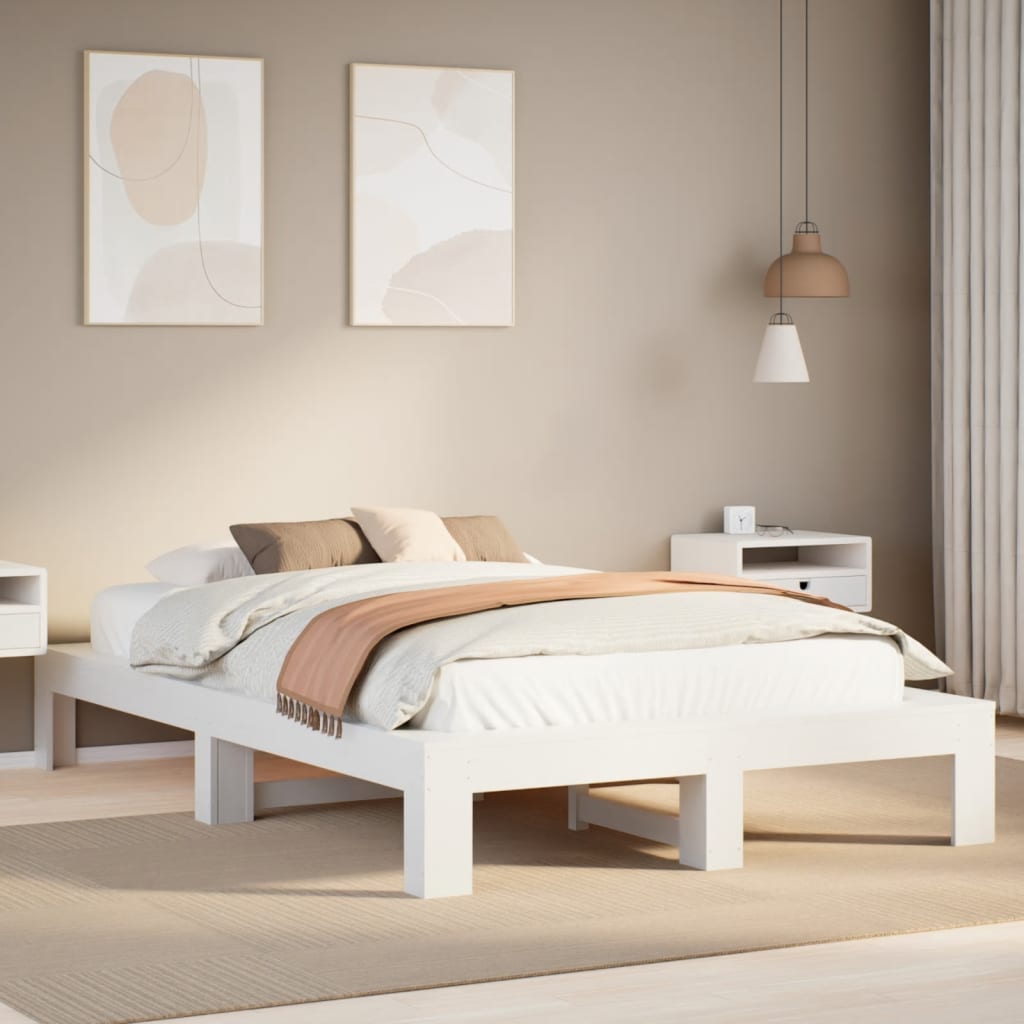 Bedframe White 120x200cm Solid Wood Pine - Direct Imports