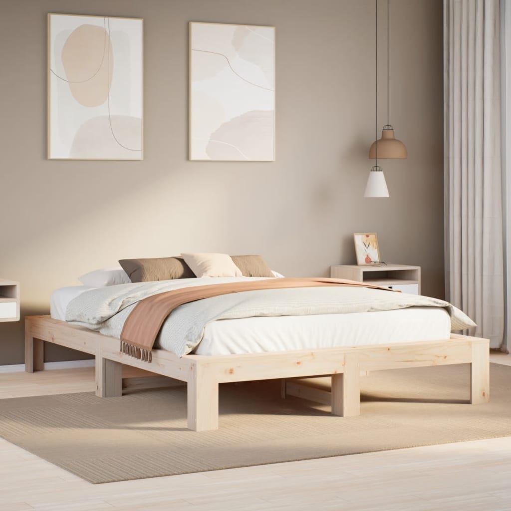 Bedframe 140x190cm Solid Wood Pine - Sid & Sam