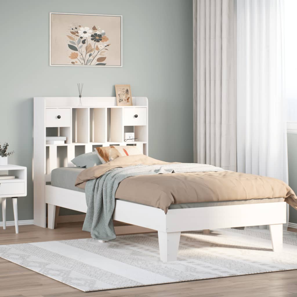 Bedframe White 75x190cm Small Single Solid Wood Pine - All Things Good