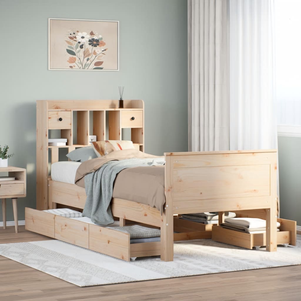 Bookcase Bed 90x200cm Solid Wood Pine - Direct Imports