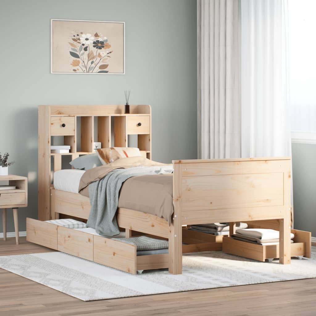 Bookcase Bed 90x190cm Single Solid Wood Pine - Casper Homes