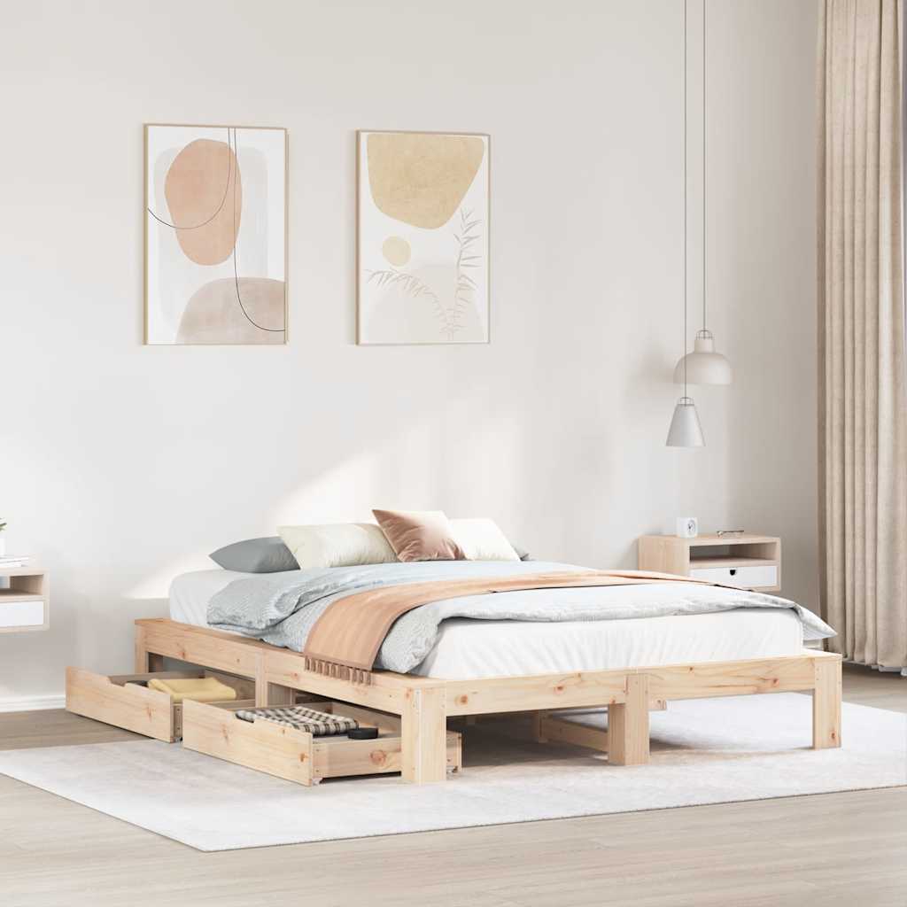 Bedframe 140x190cm Solid Wood Pine - Sid & Sam