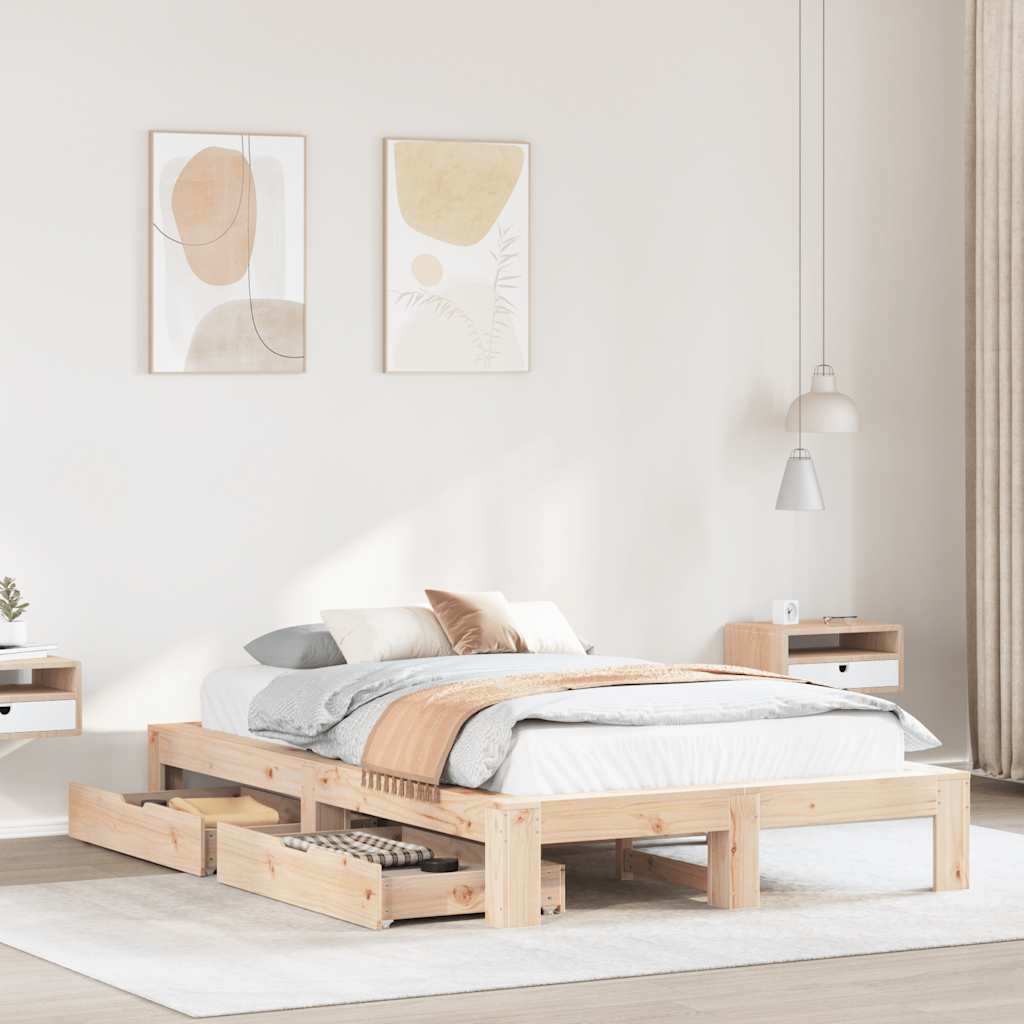 Bedframe 120x190cm Small Double Solid Wood Pine - Charlotte Dunes