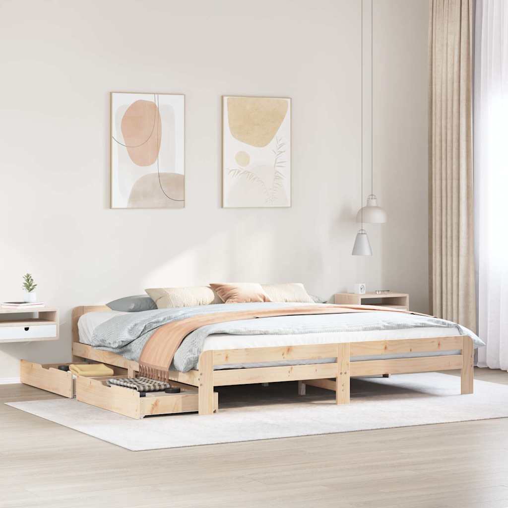Bedframe 200x200cm Solid Wood Pine - Decor Base