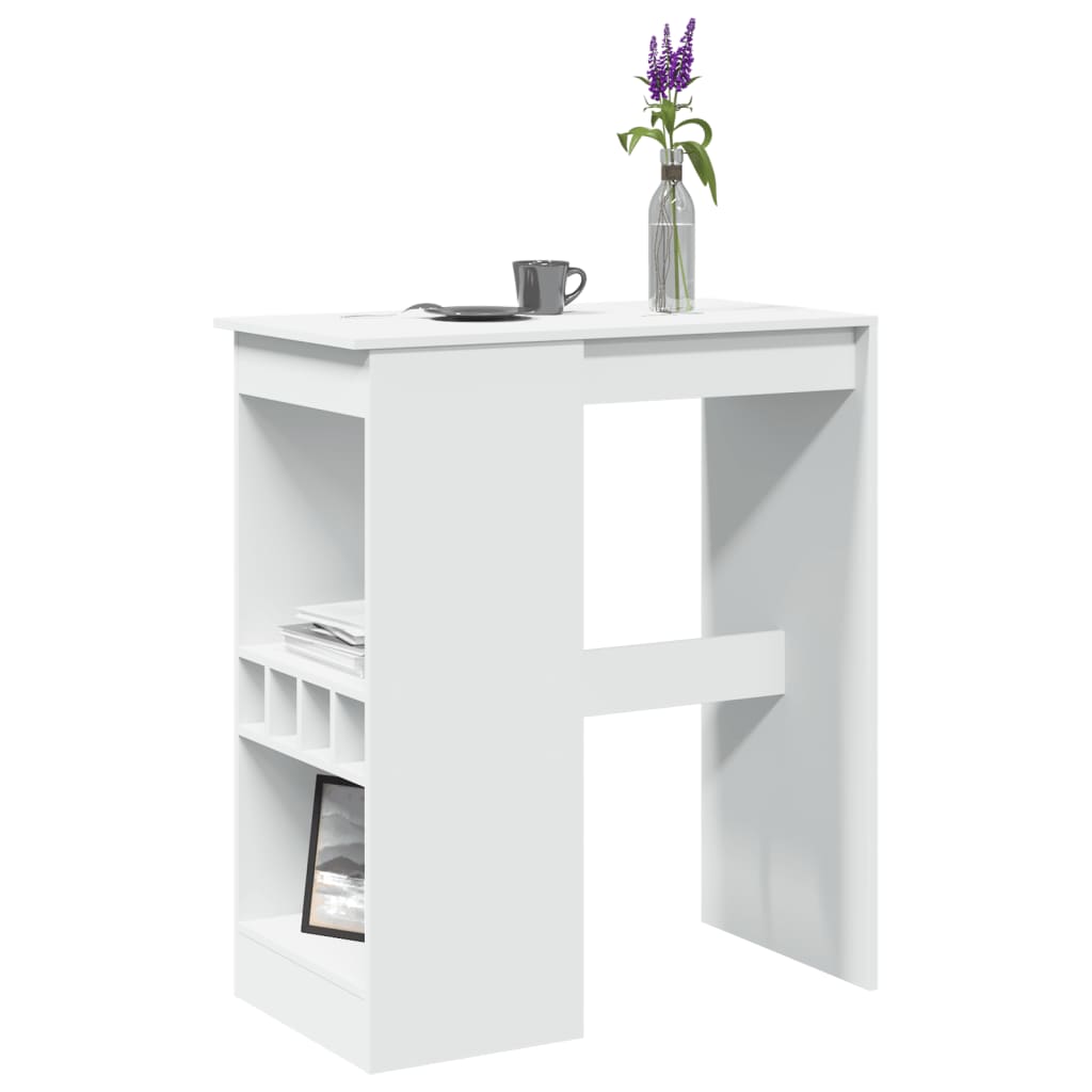Bar Table with Racks White 90x47.5x103.5 cm Engineered Wood - Charlotte Dunes