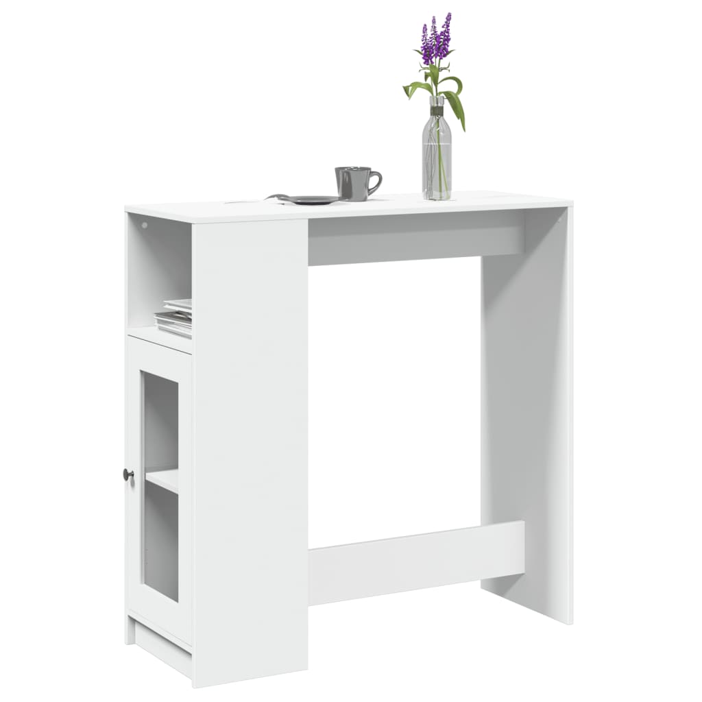 Bar Table with Racks White 101x40x103.5 cm Engineered Wood - Charlotte Dunes