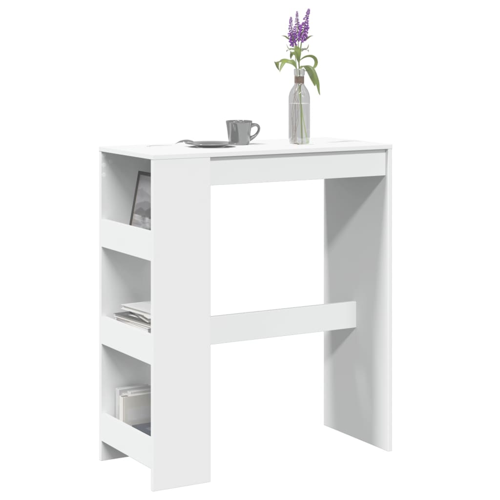 Bar Table with Racks White 90x40x103.5 cm Engineered Wood - Charlotte Dunes