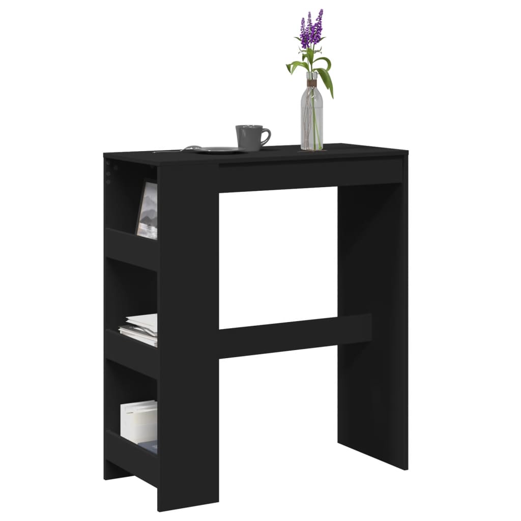 Bar Table with Racks Black 90x40x103.5 cm Engineered Wood - Charlotte Dunes