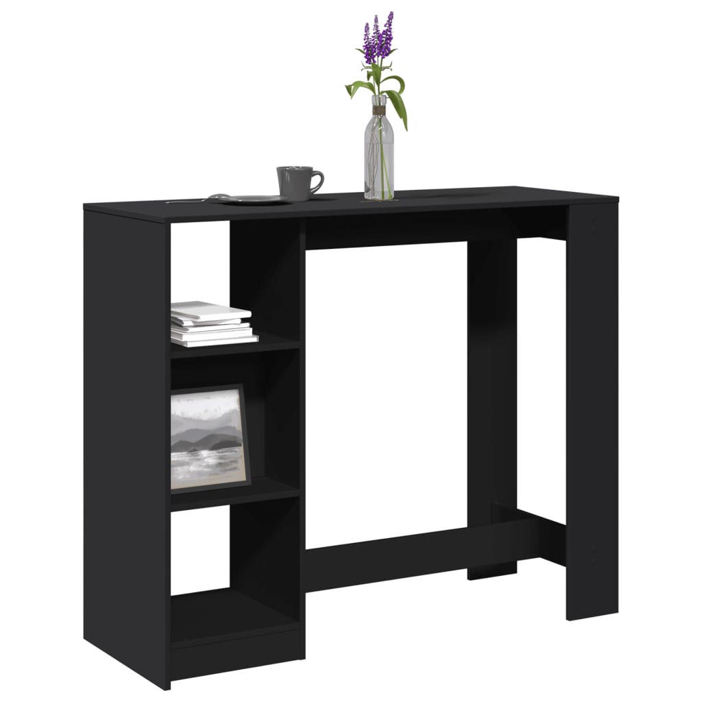 Bar Table with Shelf Black 124x46x103.5 cm Engineered Wood - Charlotte Dunes