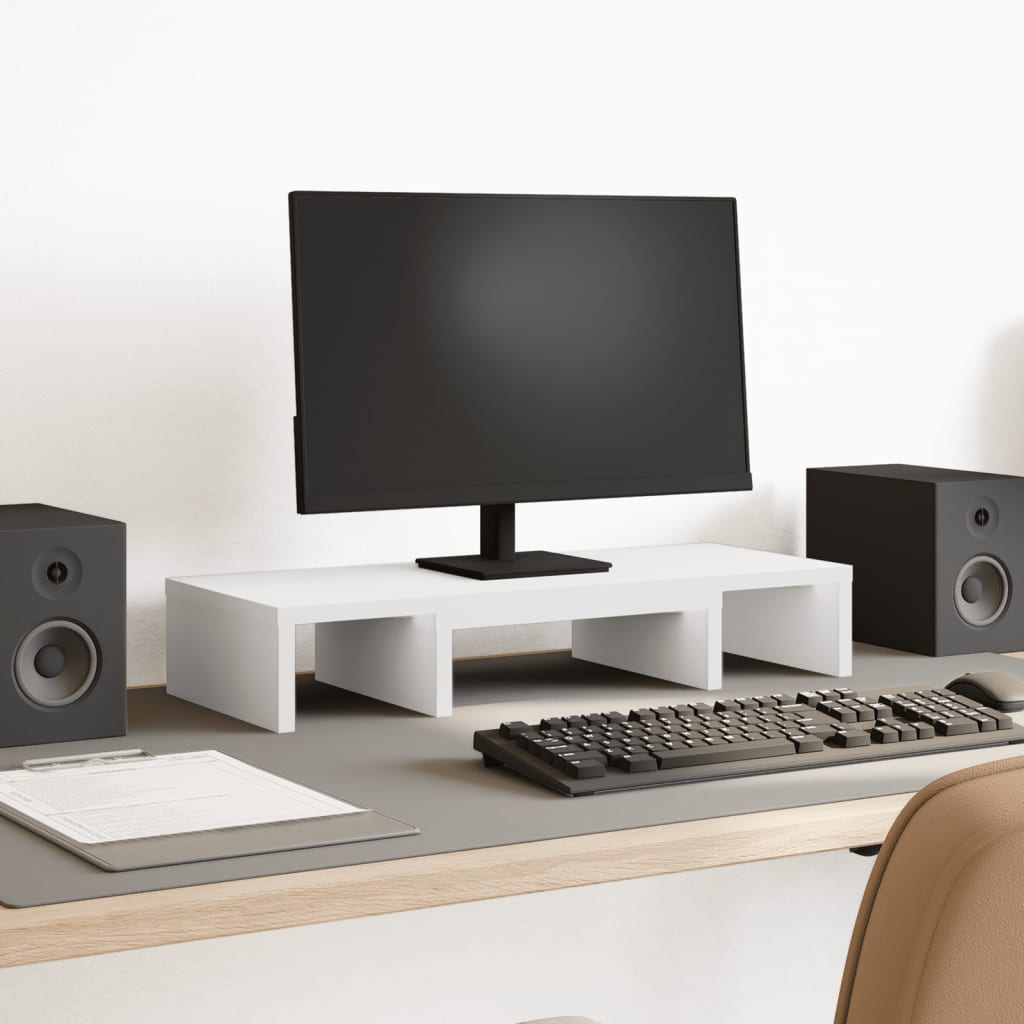 Monitor Stand Adjustable White 60x24x10.5 cm Engineered Wood - Charlotte Dunes