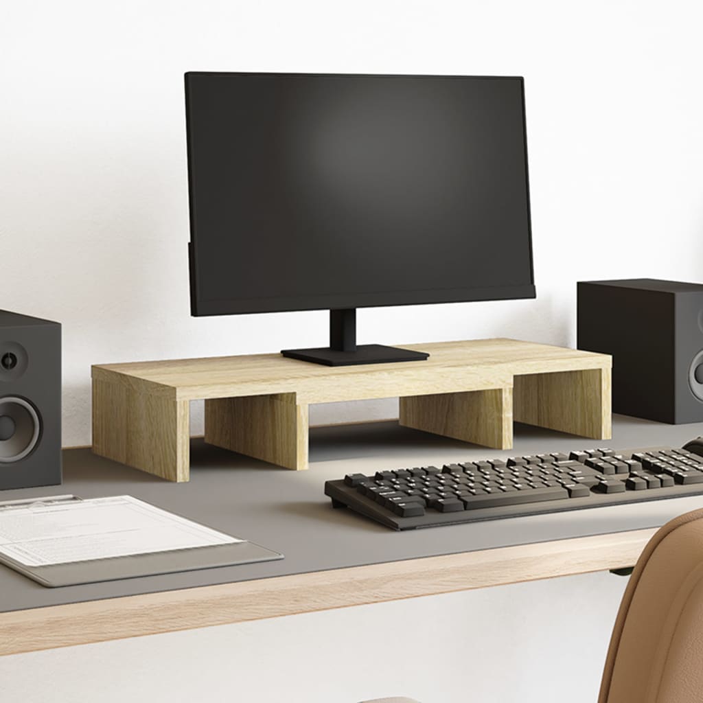 Monitor Stand Adjustable Sonoma Oak 60x24x10.5 cm Engineered Wood - Charlotte Dunes