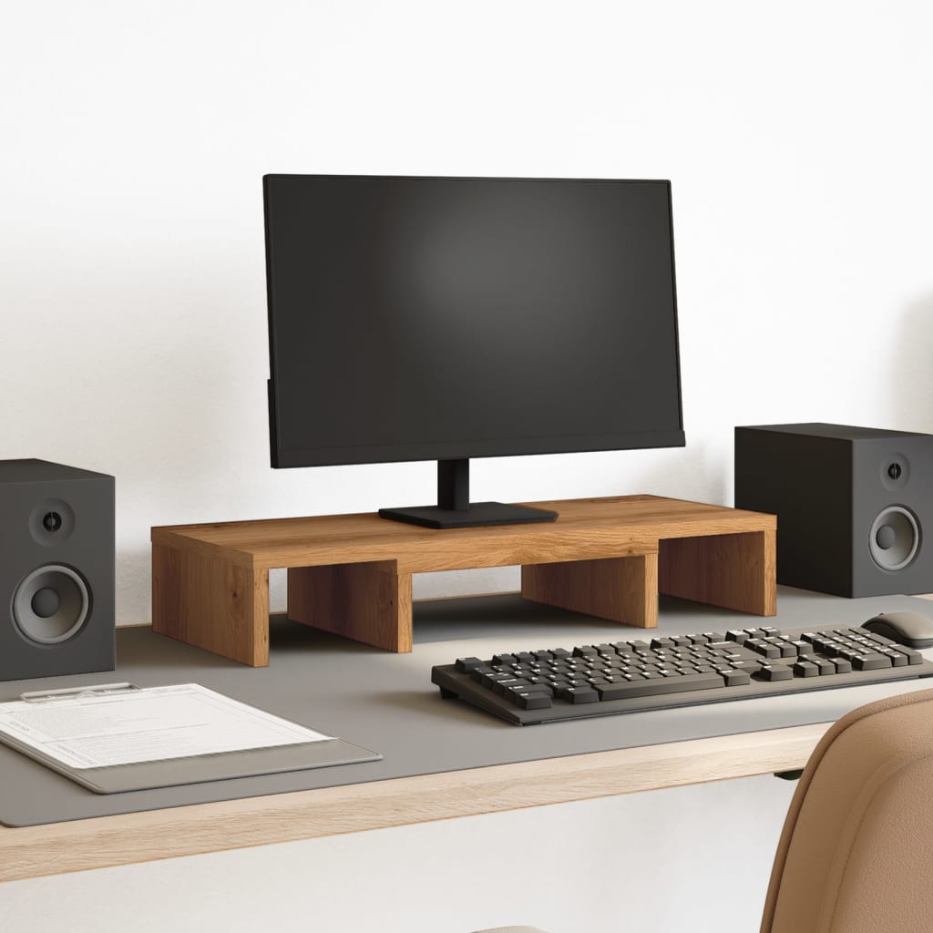 Monitor Stand Adjustable Artisian Oak 60x24x10.5 cm Engineered Wood - Decor Base