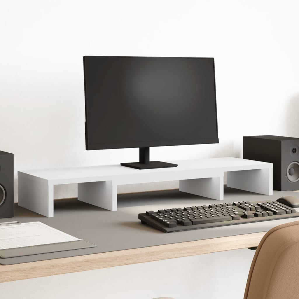 Monitor Stand Riser Adjustable White 80x24x10.5 cm Engineered Wood - Charlotte Dunes