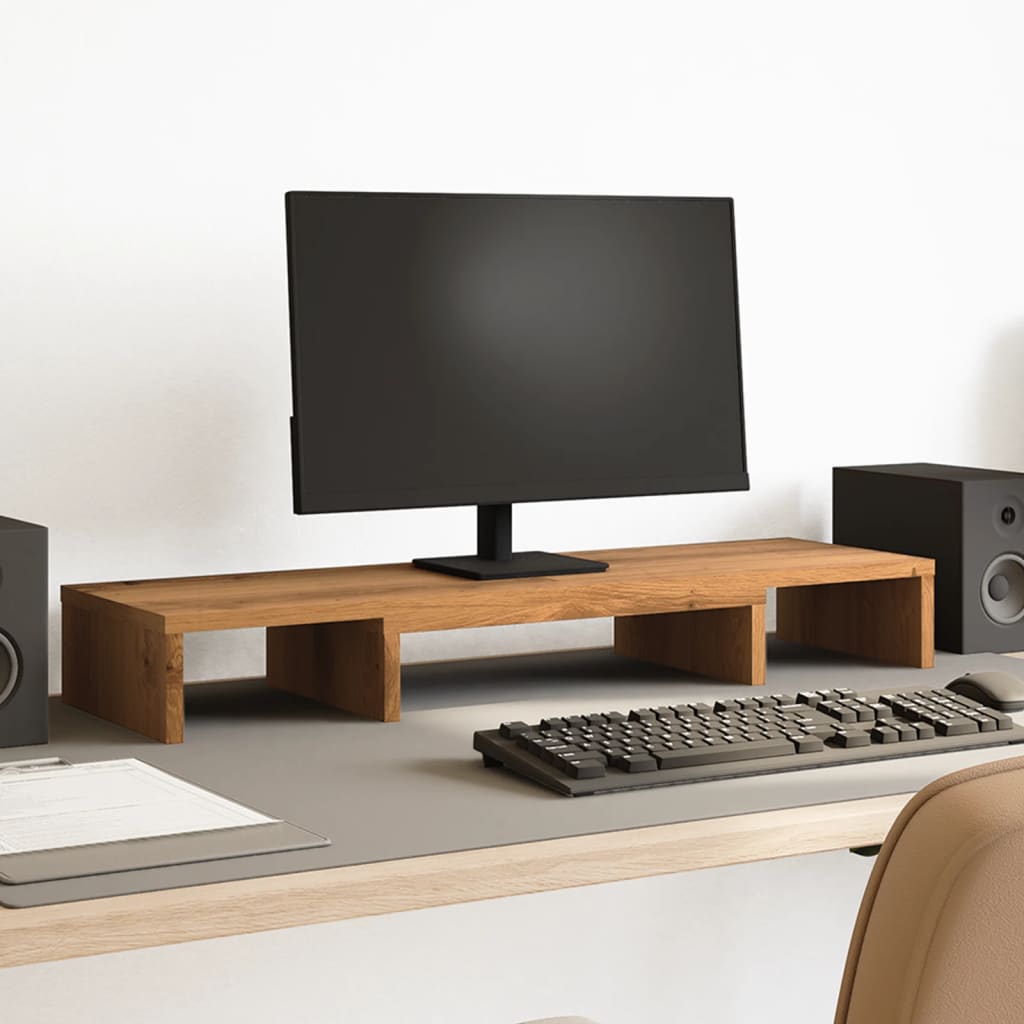 Monitor Stand Riser Adjustable Artisian Oak 80x24x10.5 cm Engineered Wood - Merkel Designers