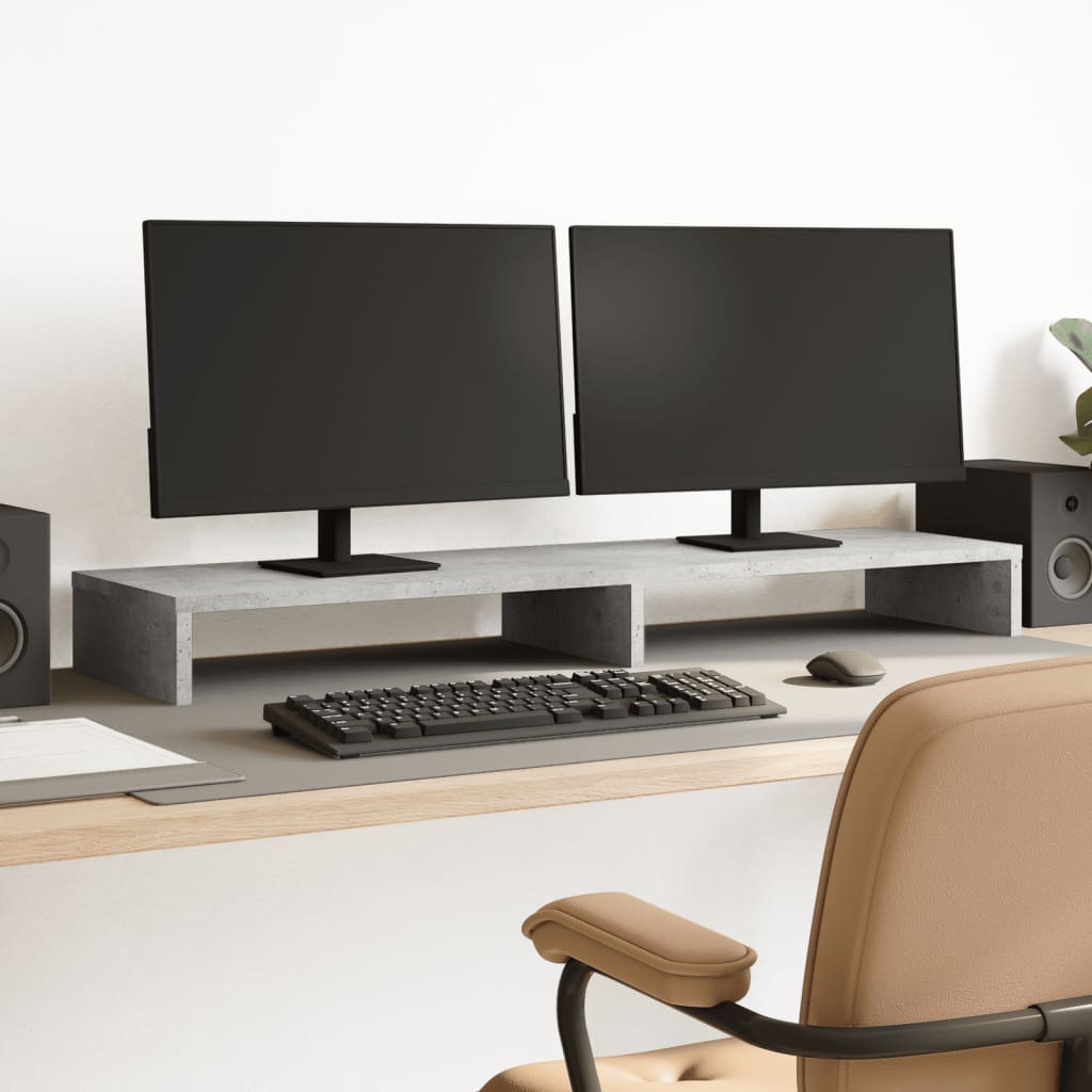 Monitor Stand Concrete Grey 100x27x10 cm Engineered Wood - Charlotte Dunes