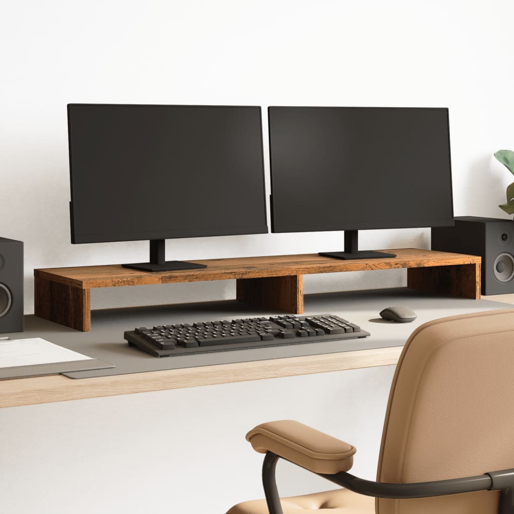 Monitor Stand Old Wood 100x27x10 cm Engineered Wood - Tyrell & Tyrell