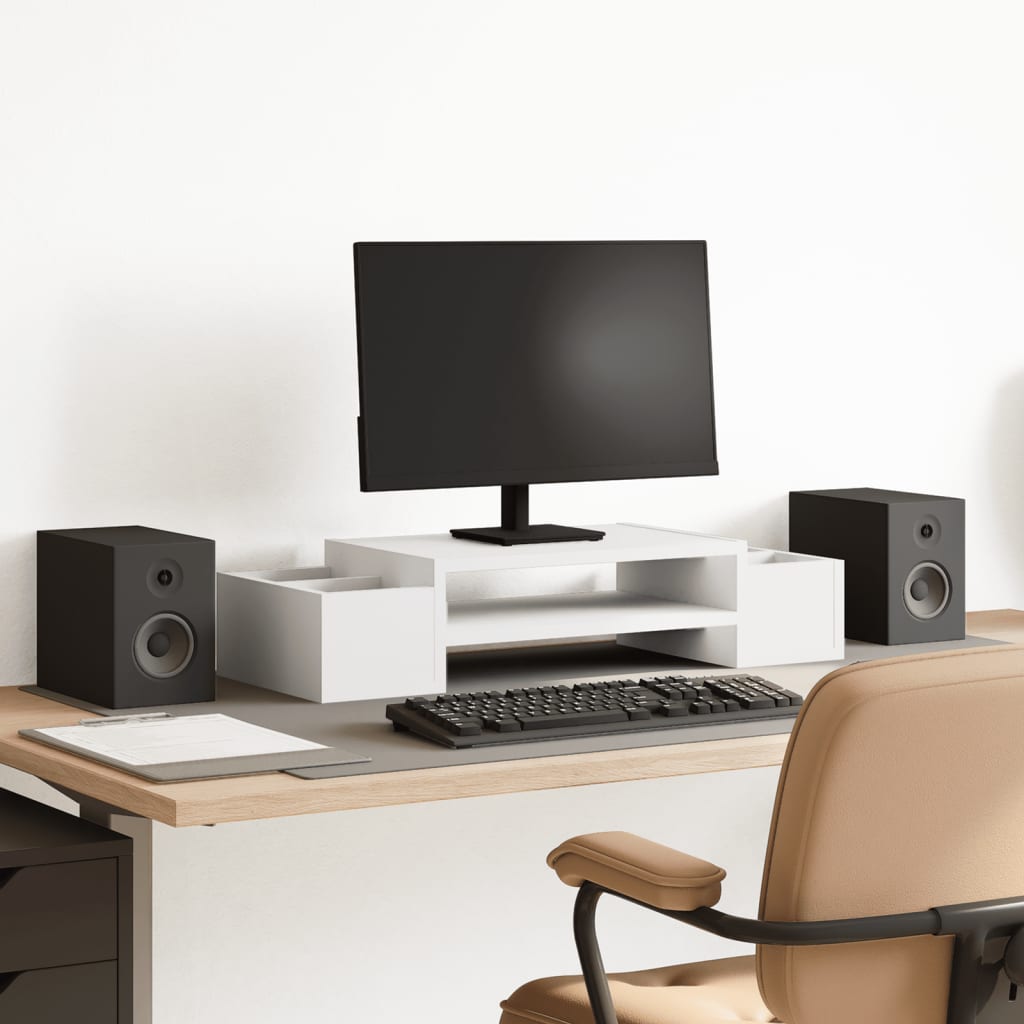 Monitor Stand with Storage White 70x27x15 cm Engineered Wood - Charlotte Dunes