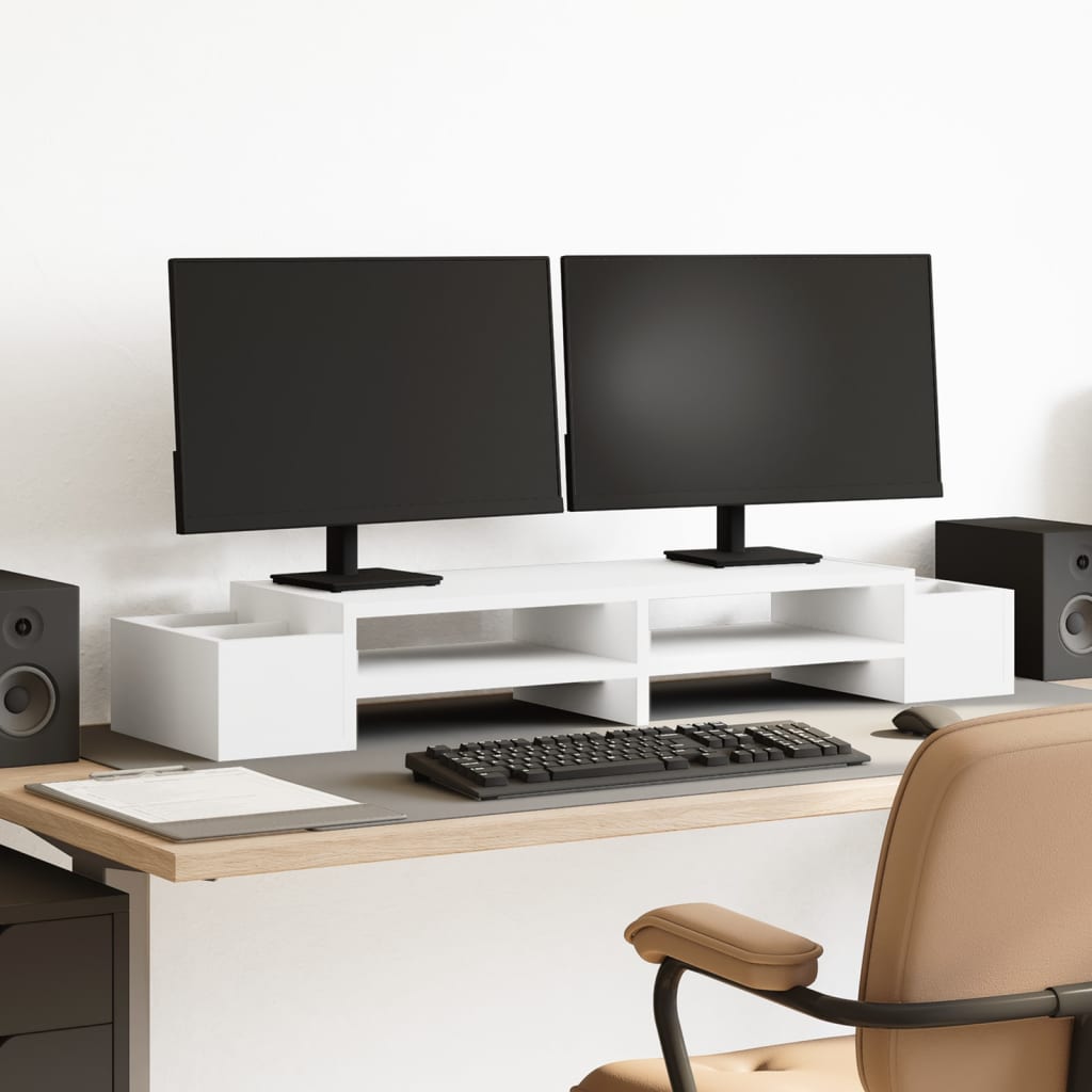 Monitor Stand with Storage White 100x27x15 cm Engineered Wood - Charlotte Dunes
