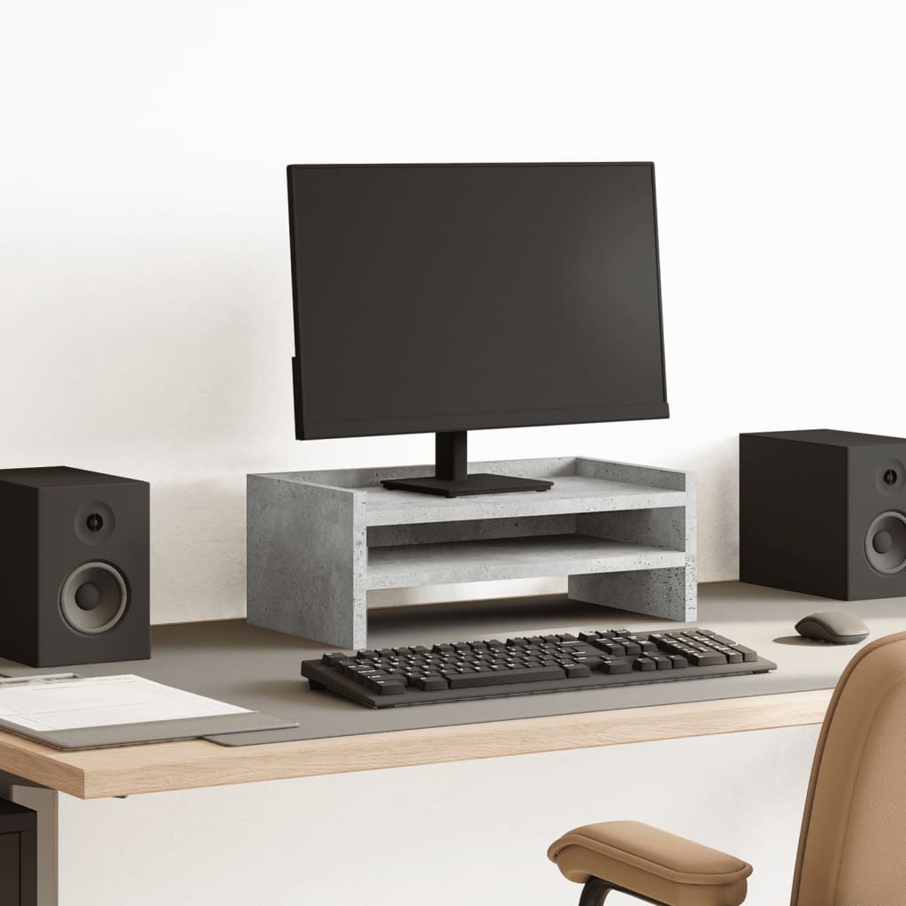 Monitor Stand Concrete Grey 42x24x16 cm Engineered Wood - Charlotte Dunes