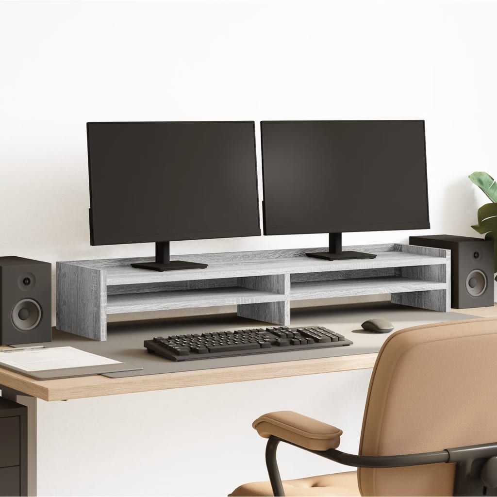Monitor Stand Grey Sonoma 100x24x16 cm Engineered Wood - Charlotte Dunes