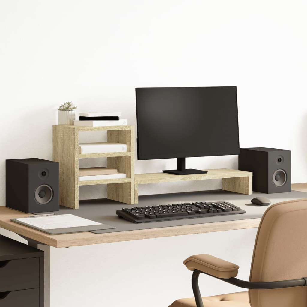 Monitor Stand with Desk Organiser Sonoma Oak Engineered Wood - Design Hut