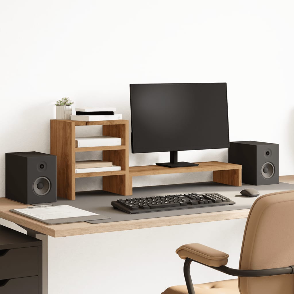 Monitor Stand with Desk Organiser Artisian Oak Engineered Wood - Merlin Deals