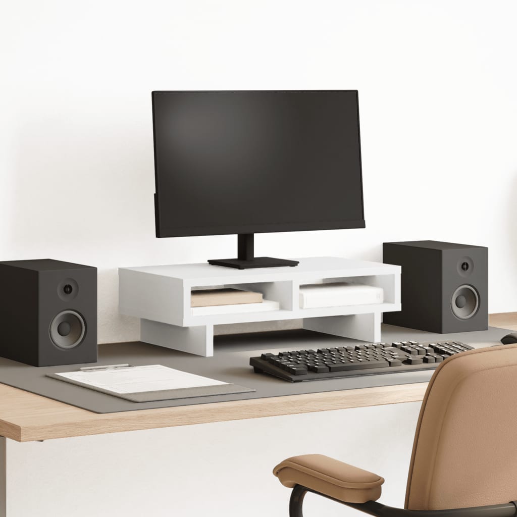 Monitor Stand White 50x27x15 cm Engineered Wood - vid-854742 - Charlotte Dunes
