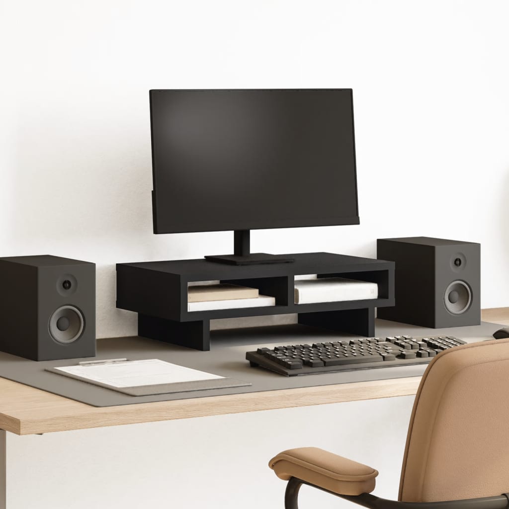 Monitor Stand Black 50x27x15 cm Engineered Wood - vid-854743 - Charlotte Dunes