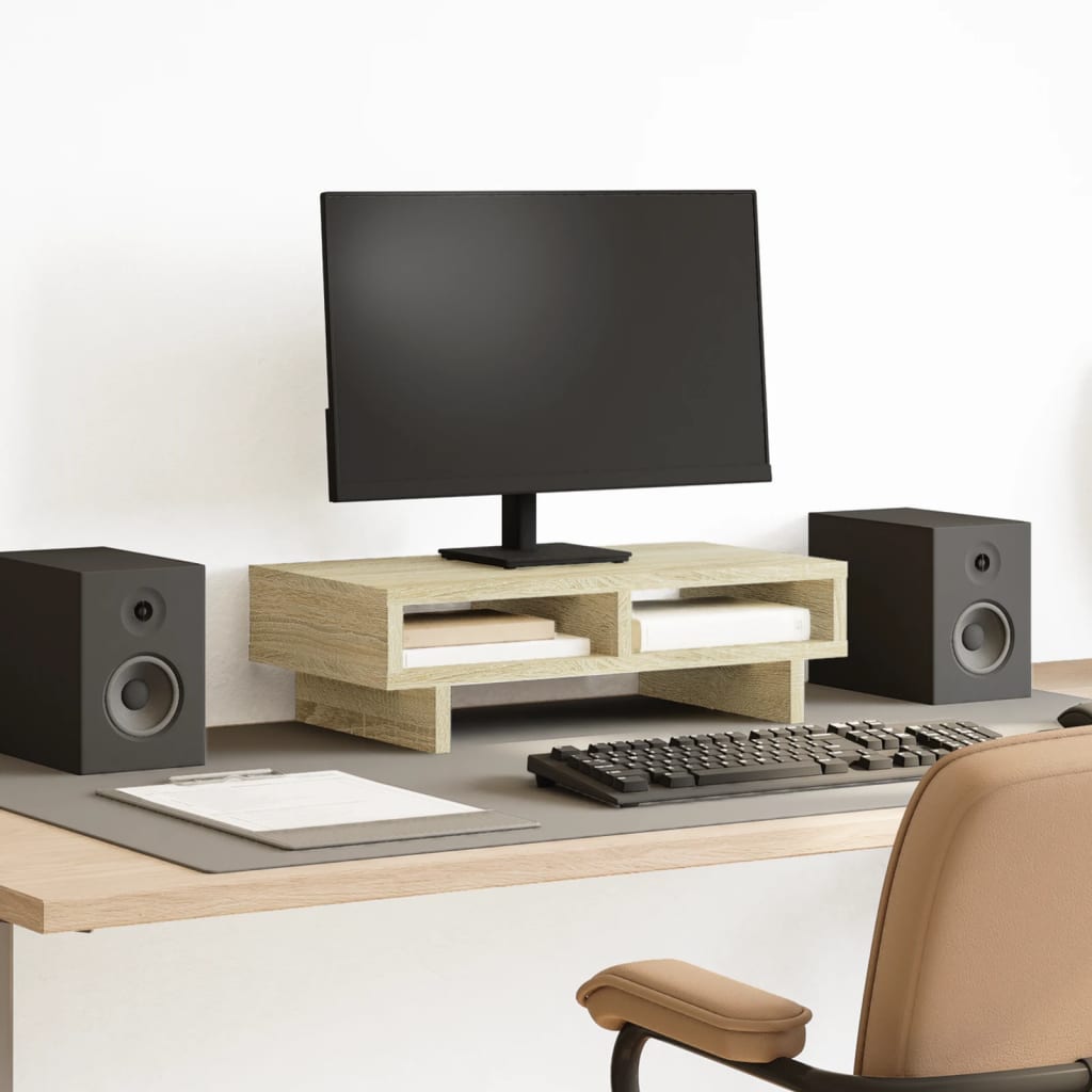 Monitor Stand Sonoma Oak 50x27x15 cm Engineered Wood - vid-854744 - Charlotte Dunes