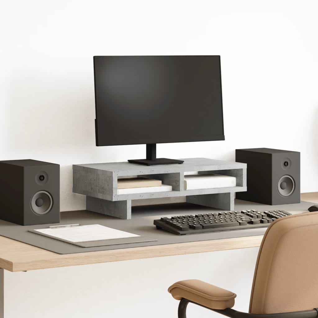 Monitor Stand Concrete Grey 50x27x15 cm Engineered Wood - vid-854745 - Charlotte Dunes