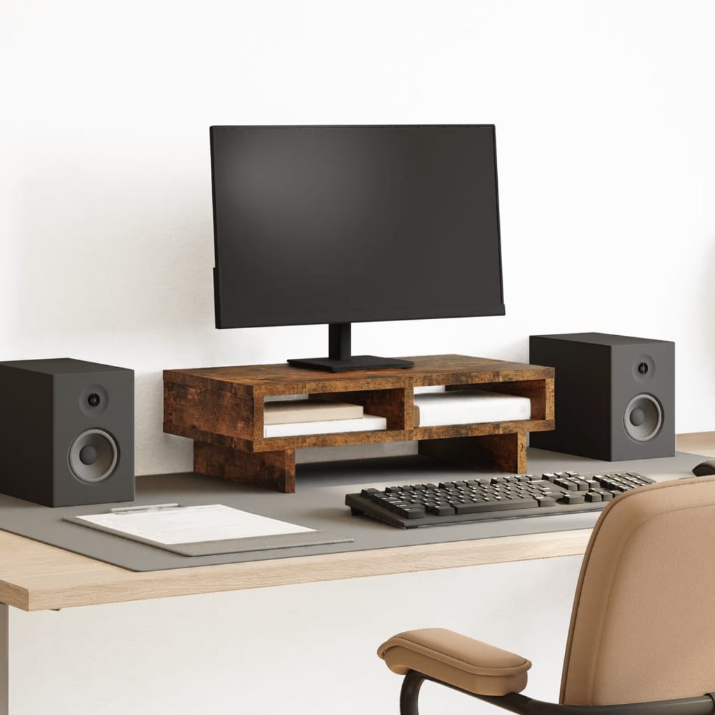 Monitor Stand Smoked Oak 50x27x15 cm Engineered Wood - Charlotte Dunes