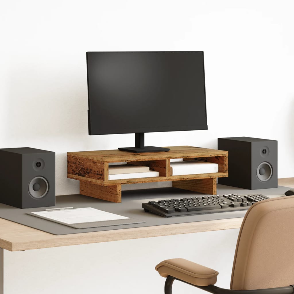 Monitor Stand Old Wood 50x27x15 cm Engineered Wood - vid-854749 - Charlotte Dunes