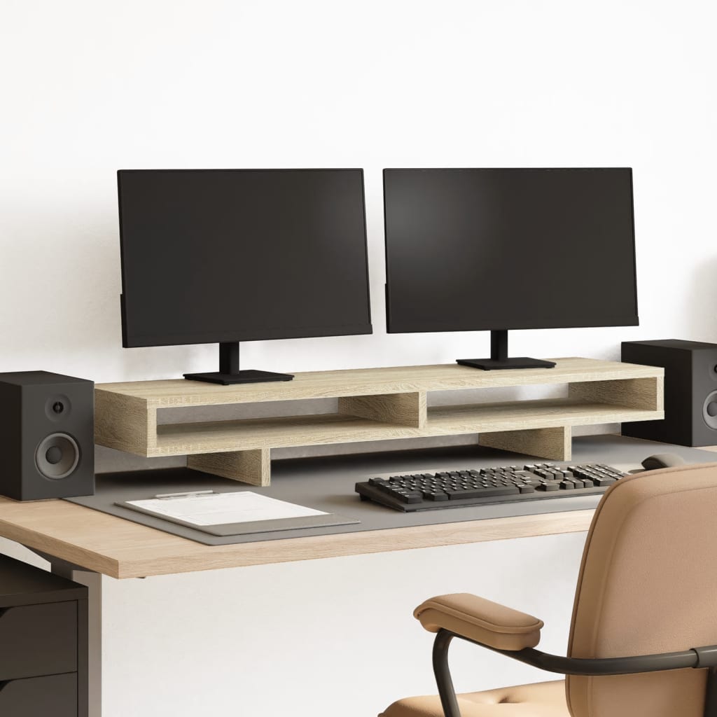 Monitor Stand Sonoma Oak 100x27x15 cm Engineered Wood - vid-854753 - Charlotte Dunes
