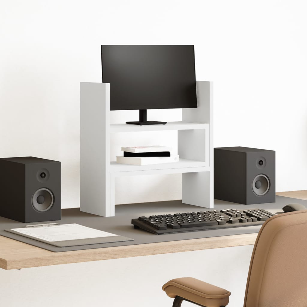 Desk Organiser Adjustable White 40x17x41 cm Engineered Wood - Design Hut