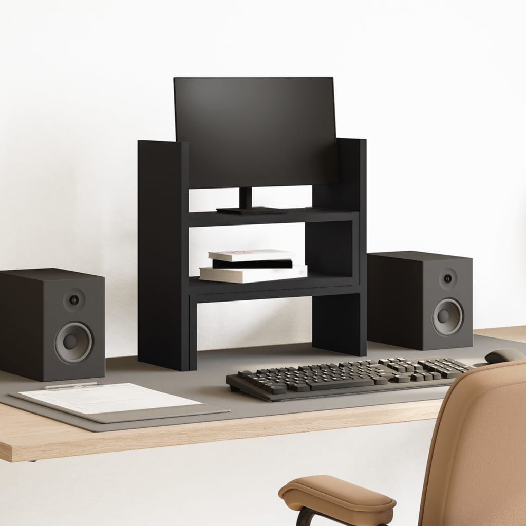 Desk Organiser Adjustable Black 40x17x41 cm Engineered Wood - Design Hut