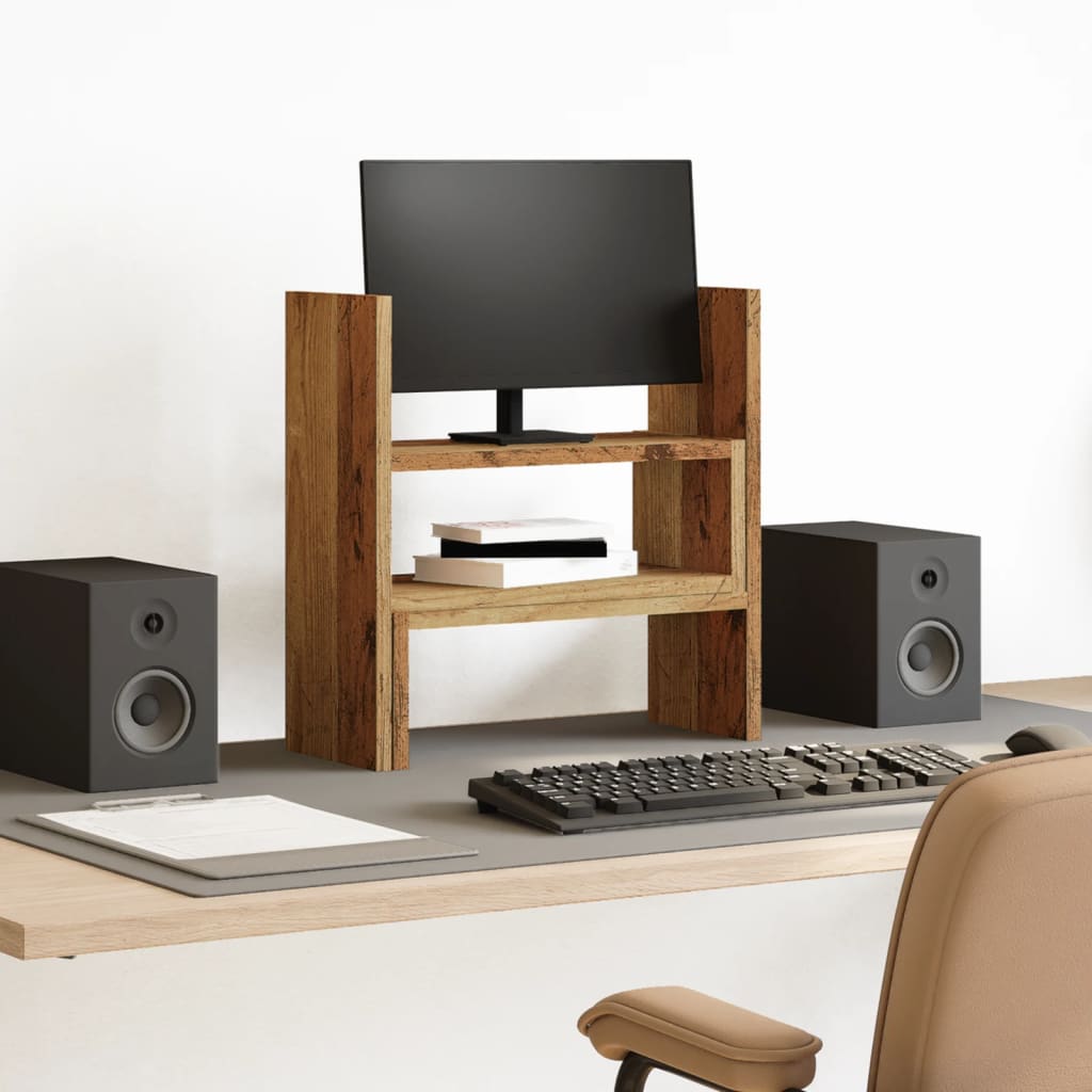 Desk Organiser Adjustable Old Wood 40x17x41 cm Engineered Wood - Design Hut