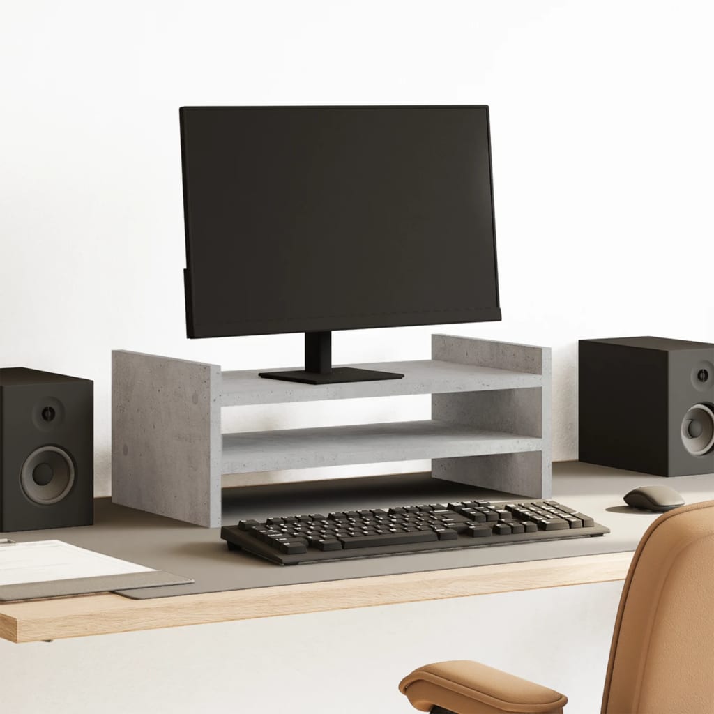 Monitor Stand Concrete Grey 50x27x20 cm Engineered Wood - Charlotte Dunes